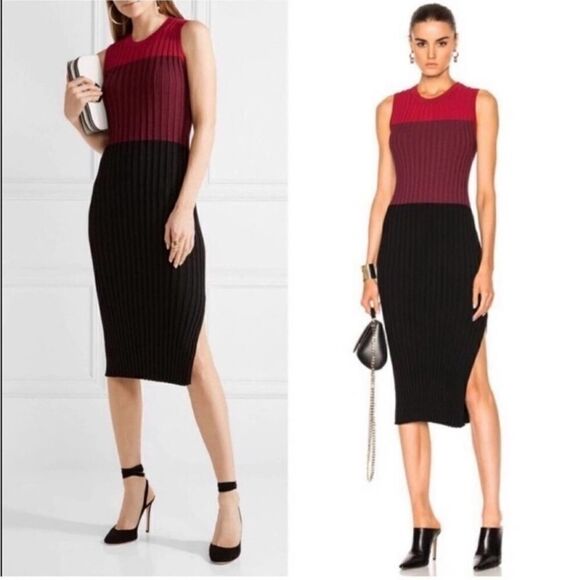 Altuzarra Mariana Ribbed Colorblock Knit Dress Red Black S - Picture 1 of 8